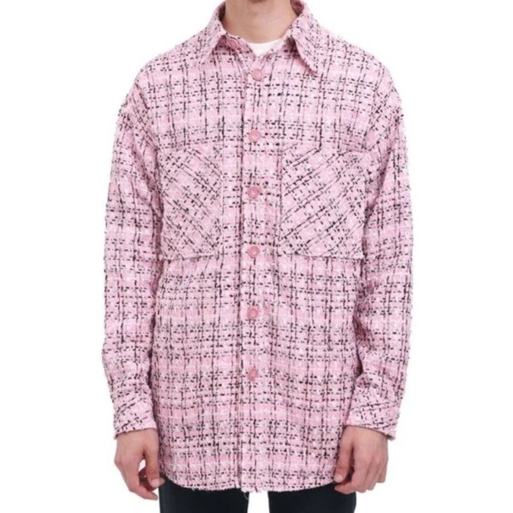Charlie Luciano Milano Pink Tweed Button Down Shacket